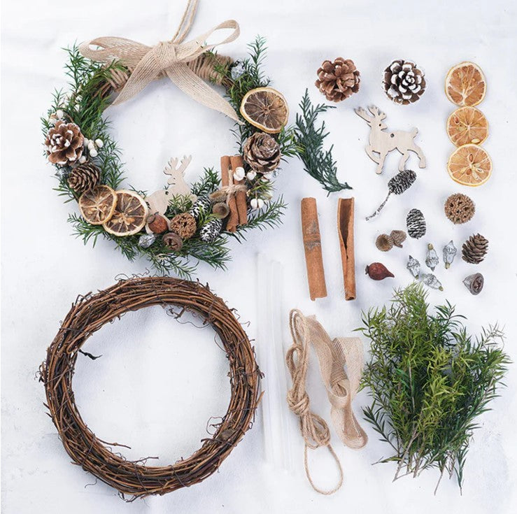 聖誕花環藤圈手作材料包 Christmas Wreath DIY Set F - 25cm