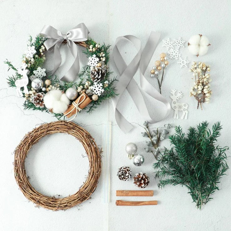 聖誕花環藤圈手作材料包 Christmas Wreath DIY Set A - 25cm