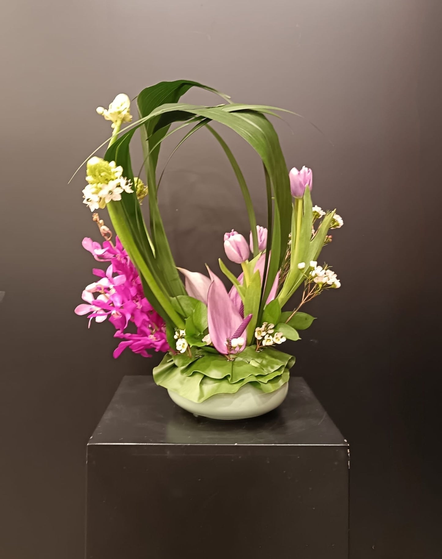 橢圓形設計桌花 - 蘭花 Pointed Oval Design Table Flower - Orchid