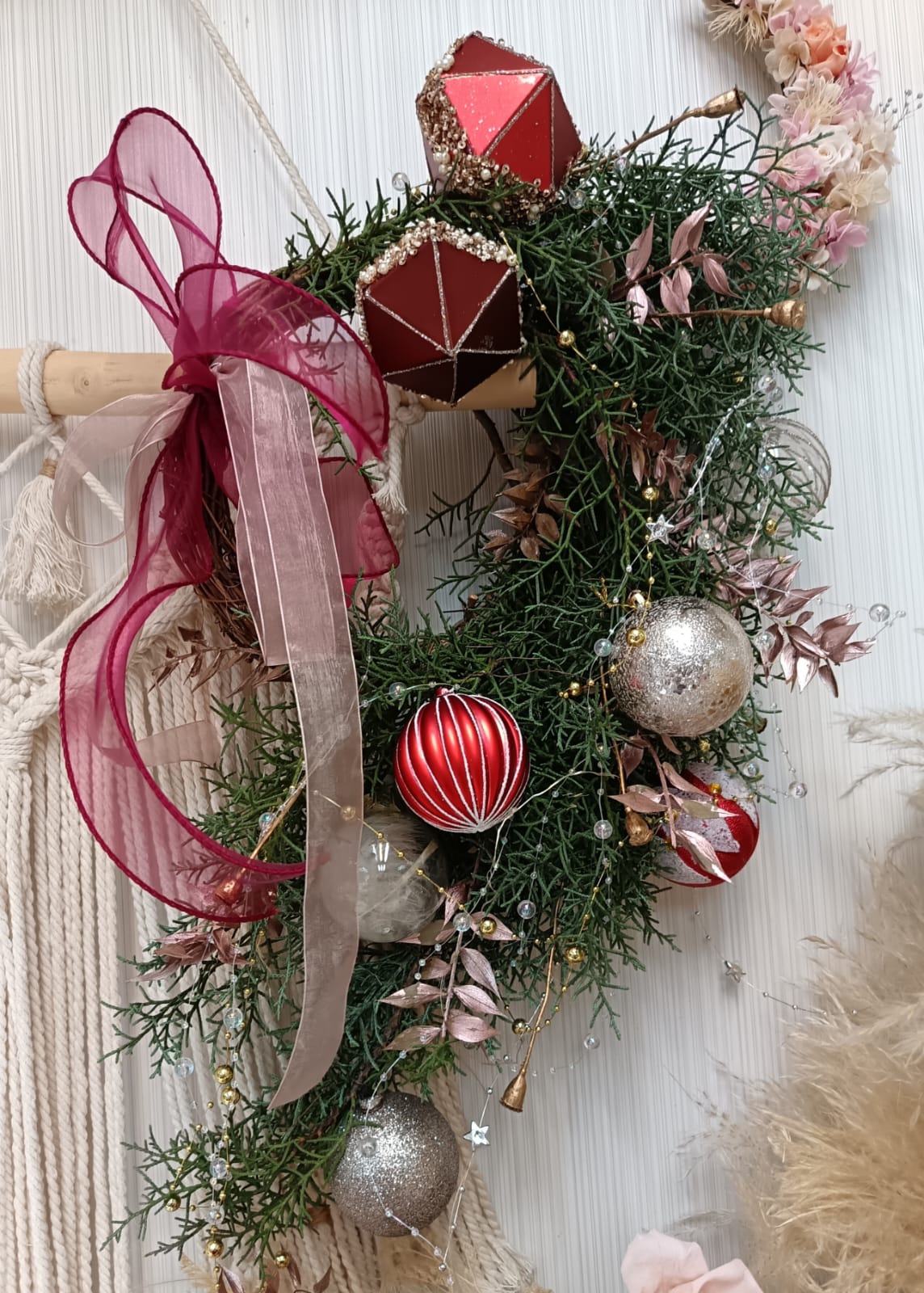 聖誕雪松拖尾半藤圈 Semi-Circle Christmas Wreath with Tail