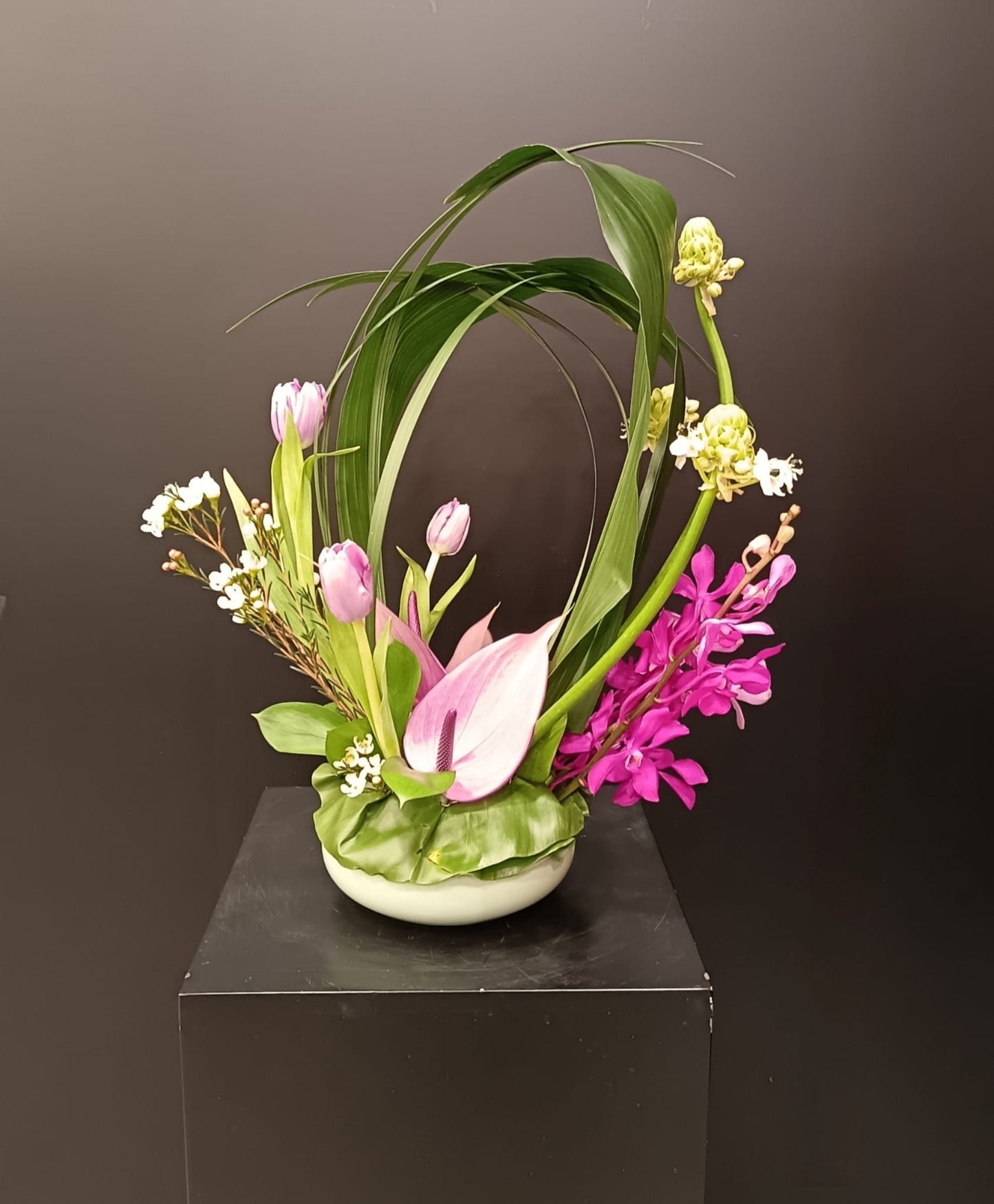 橢圓形設計桌花 - 蘭花 Pointed Oval Design Table Flower - Orchid